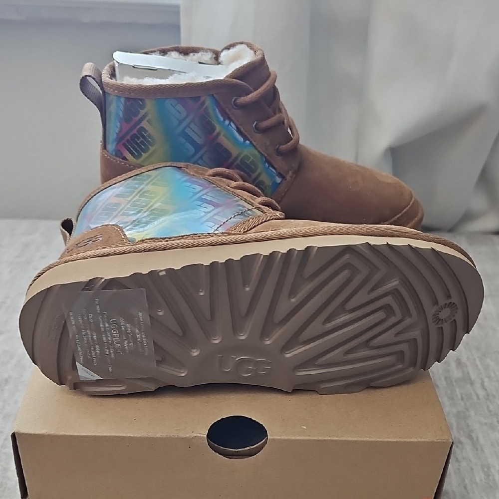 UGG Kids Brown Boots with Iridescent Detail - Picture 5 of 5